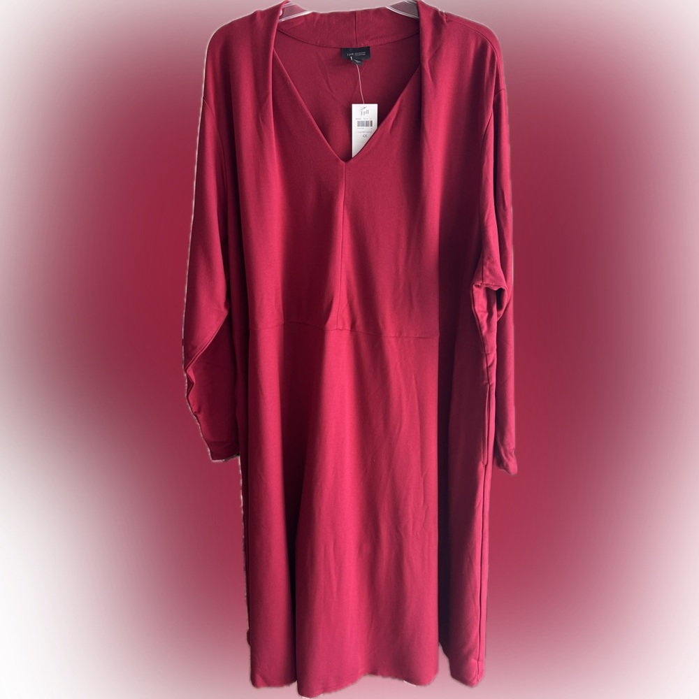 J. Jill Long Sleeve Shift Dress in Deep Raspberry